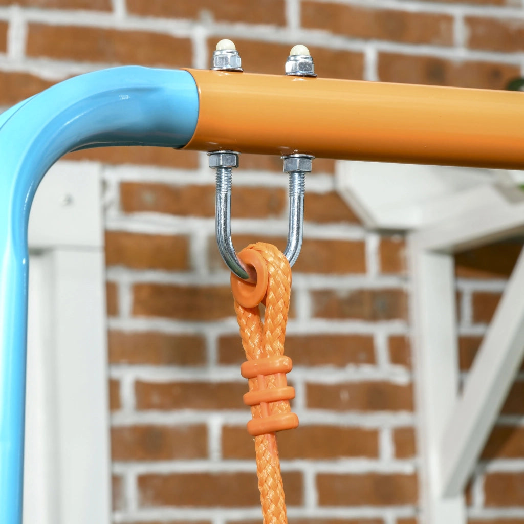 EasyComfort Altalena per Bambini 3-8 Anni da Giardino in Acciaio e PE con Seggiolino e Picchetti, 163x145x181 cm