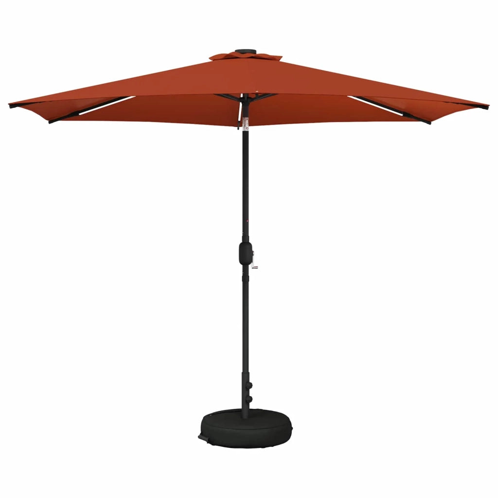 Ombrellone da giardino-Parasol da giardino con luci LED e base 300 x 300 cm Poliestere 645871