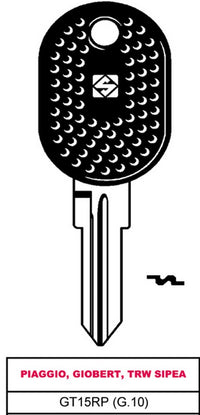 chiave per auto asc gt15rp (g.vak 0) piaggio, giobert, trw sipea cod:ferx.vit28614