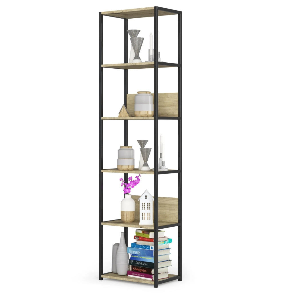 Scaffale stile industriale con ripiani in legno 50 cm Nera, Quercia Artisan 50x32x192 cm