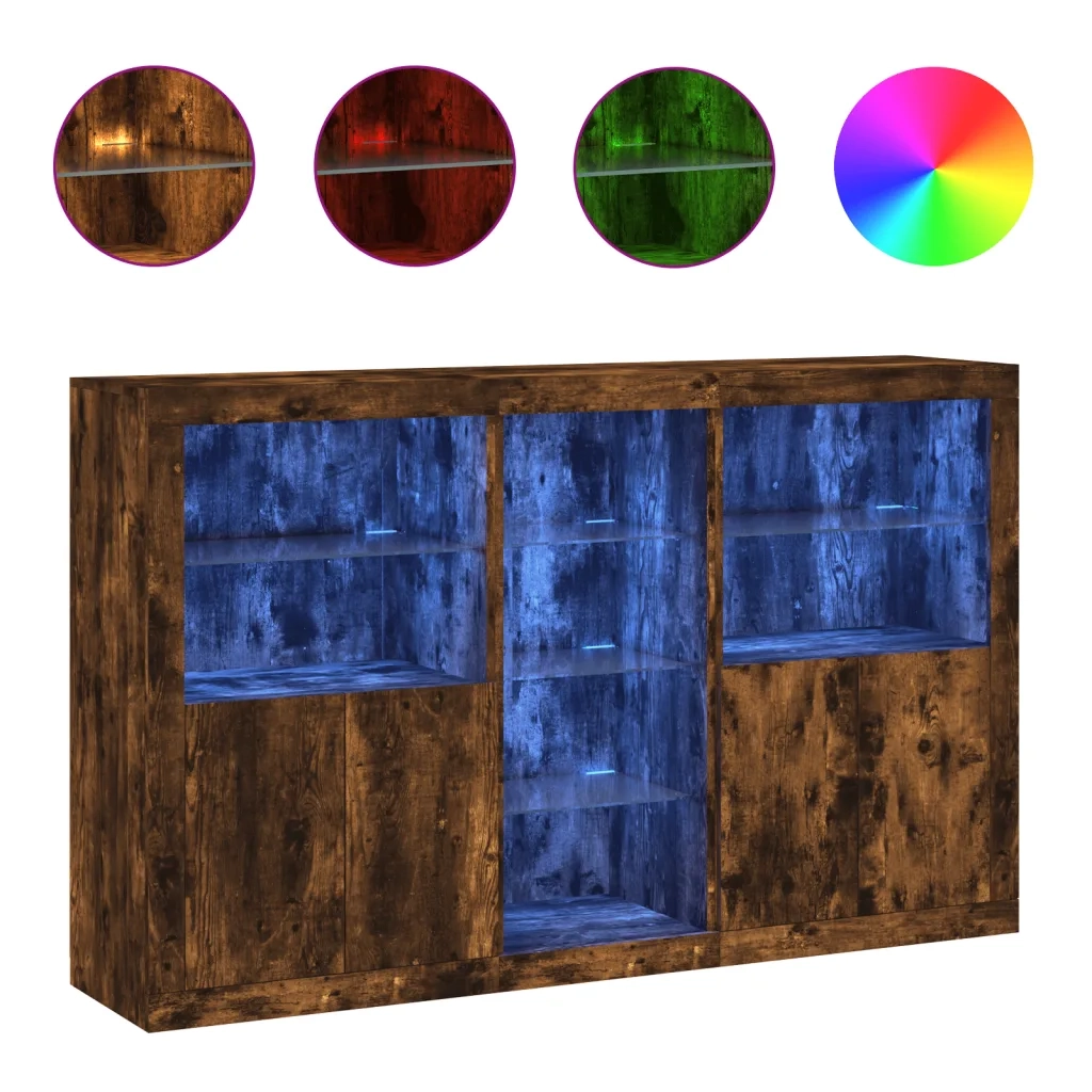 Credenza con Luci LED Rovere Fumo 162x37x100 cmcod mxl 85893