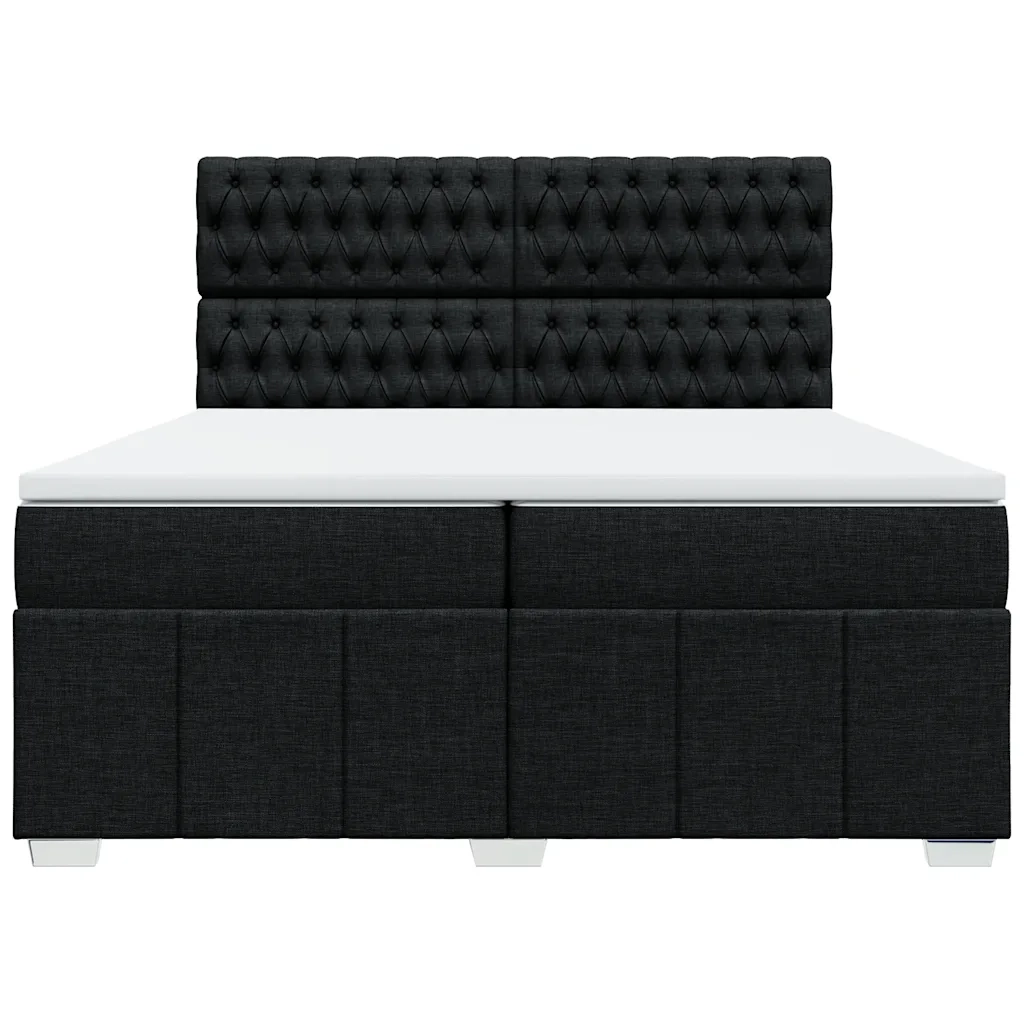 Giroletto a Molle con Materasso Nero 200x200 cm in Tessuto