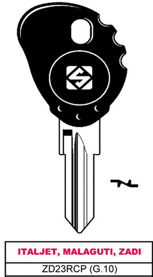 chiave per auto olc zd23rcp (g.vak 0) italjet, malaguti, zadi cod:ferx.vit18549