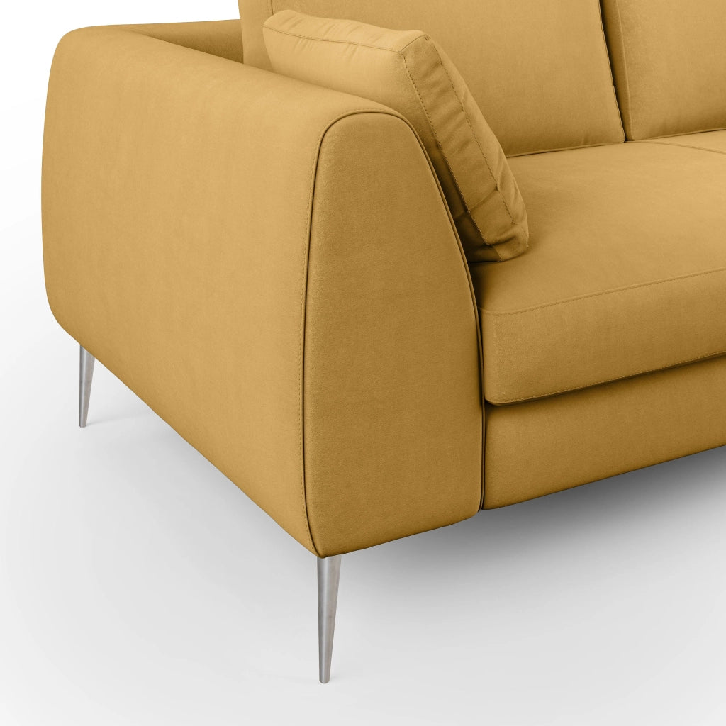 Plano Divano moderno in microfibra tecnica smacchiabile T11 216 cm giallo