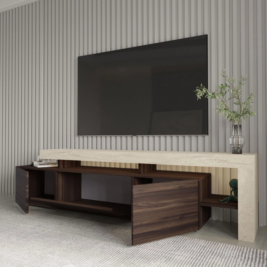 Porta TV in legno "Beliz" - 192 x 37 x 53 cm - Marrone