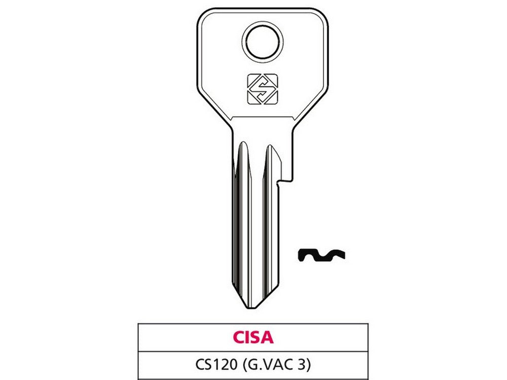 chiave ottone cs120 (g. vac 3) cisa cod:ferx.vit47562