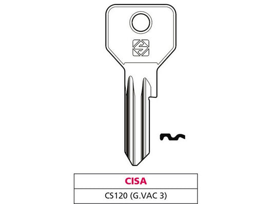chiave ottone cs120 (g. vac 3) cisa cod:ferx.vit47562