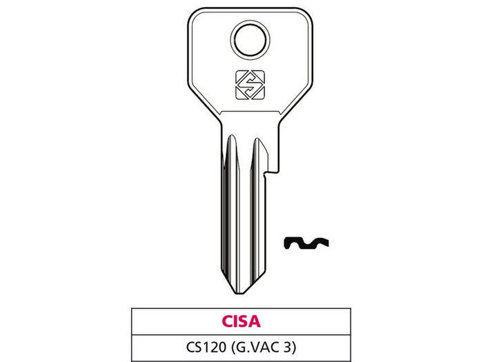 chiave ottone cs120 (g. vac 3) cisa cod:ferx.vit47562