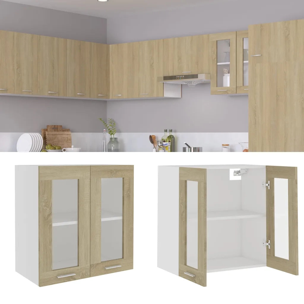 Mobile Pensile con Vetro “Lyon” Rovere Sonoma 60x31x60 cm 802524