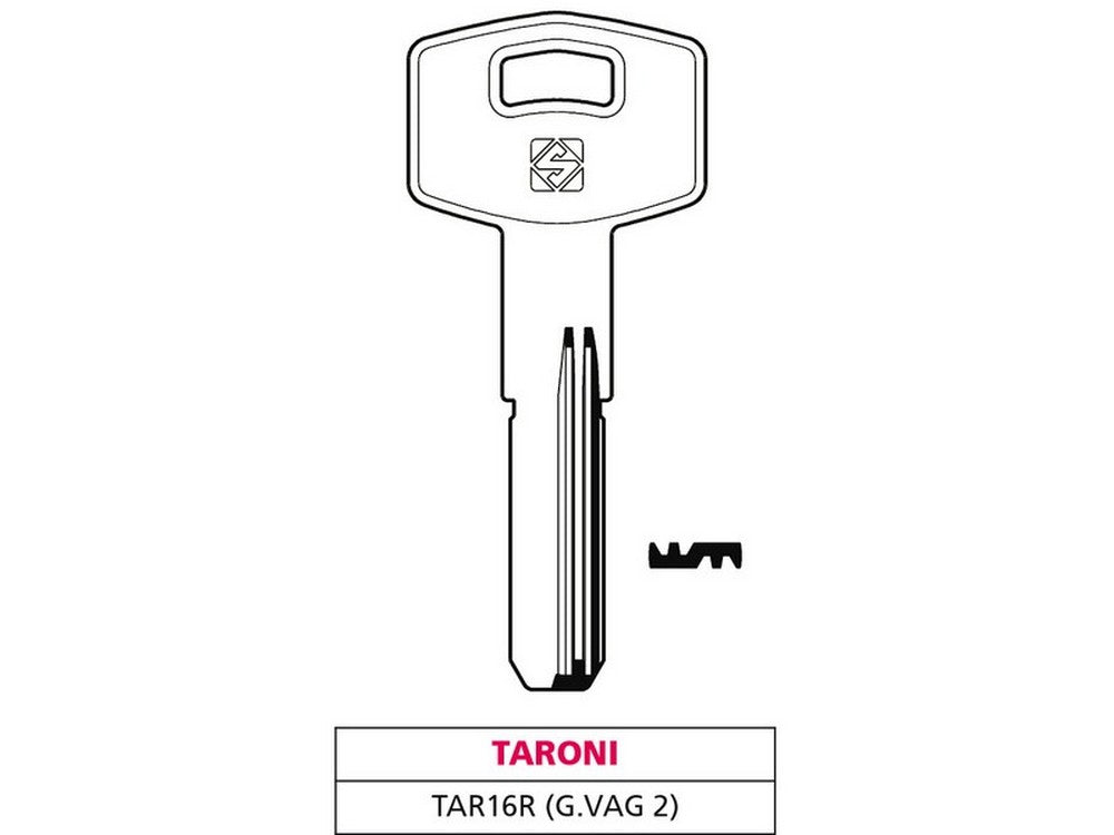 chiave punzonata ottone tar16r (g. vag 2) taroni cod:ferx.vit47539