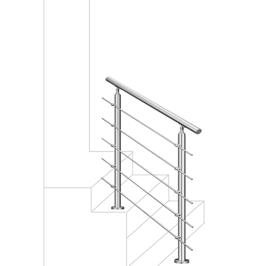 Balaustra Corrimano Ringhiera in acciaio inox 304 spazzolato 120x106cm per interni ed esterni 5 barre trasversali