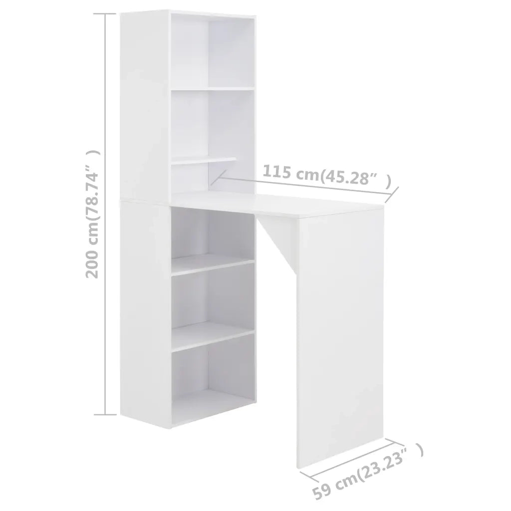 Tavolo da Bar con Mobiletto Bianco 115x59x200 cm cod mxl 14683