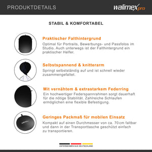 Fondale fotografico pieghevole 2in1 bianco/nero 150 x 200 cm, con moschettoni e borsa da trasporto, per studio fotografia