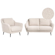 Set di divani a 3 posti boucle beige Gambe nere in ferro con braccioli Seduta spessa Stile moderno Soggiorno