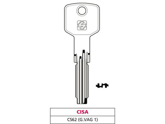 chiave punzonata ottone cs62  (g. vag 1) cisa cod:ferx.vit47506