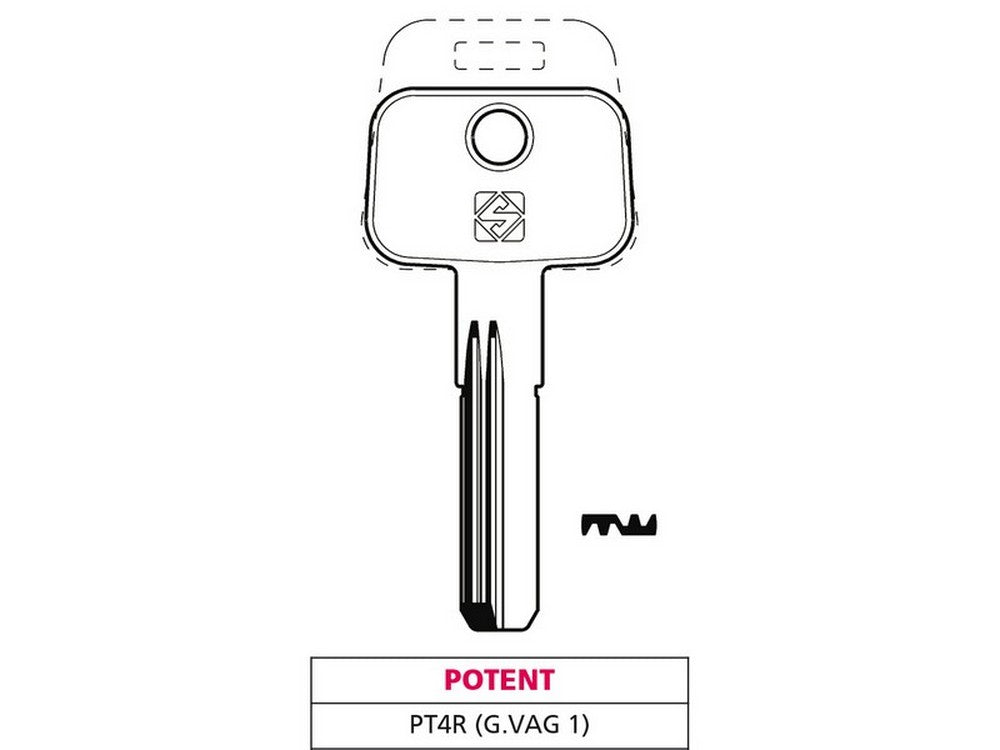 chiave punzonata ottone pt4r (g. vag 1) potent cod:ferx.vit47514