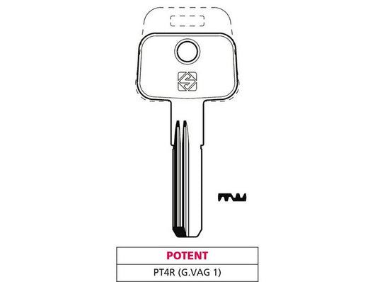 chiave punzonata ottone pt4r (g. vag 1) potent cod:ferx.vit47514