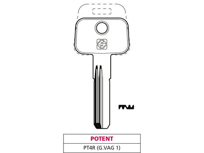 chiave punzonata ottone pt4r (g. vag 1) potent cod:ferx.vit47514