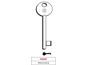 chiave a mappa 6p2s (g. vaz 0) patent ottone nichelato cod:ferx.vit47678