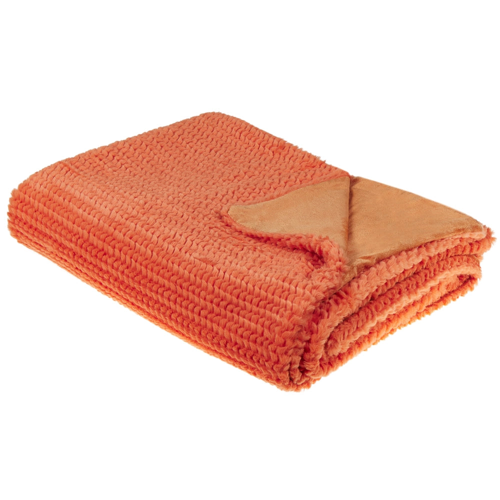 Coperta arancione in poliestere 150 x 200 cm copriletto decorativo in morbida pelliccia plaid