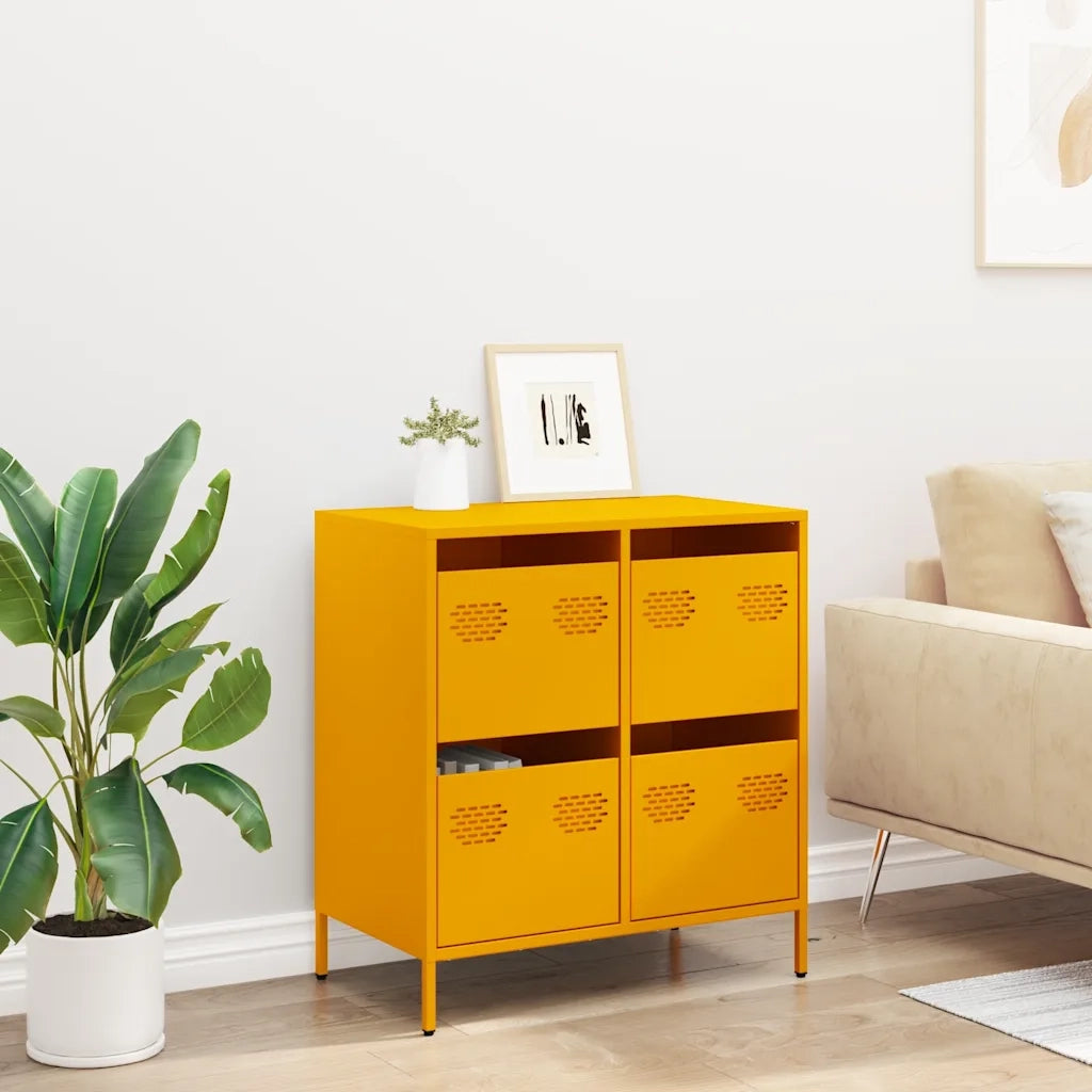 Credenza Giallo Senape 68x39x73,5 cm Acciaio Laminato a Freddo