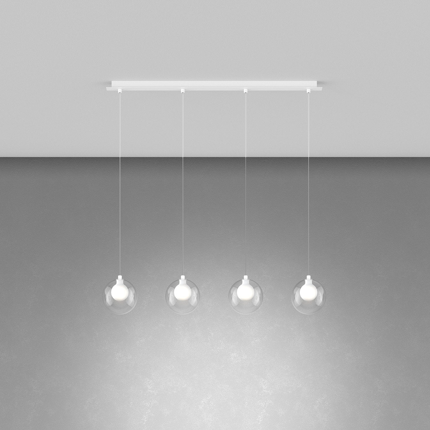 Lampadario Contemporaneo Inside Metallo Bianco Vetro 4 Luci G9