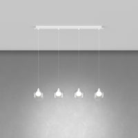 Lampadario Contemporaneo Inside Metallo Bianco Vetro 4 Luci G9