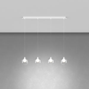 Lampadario Contemporaneo Inside Metallo Bianco Vetro 4 Luci G9