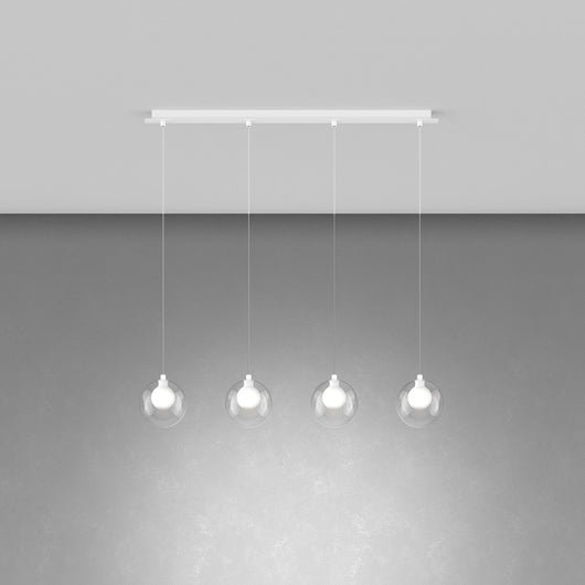 Lampadario Contemporaneo Inside Metallo Bianco Vetro 4 Luci G9