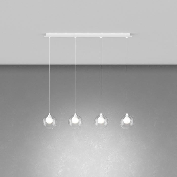 Lampadario Contemporaneo Inside Metallo Bianco Vetro 4 Luci G9