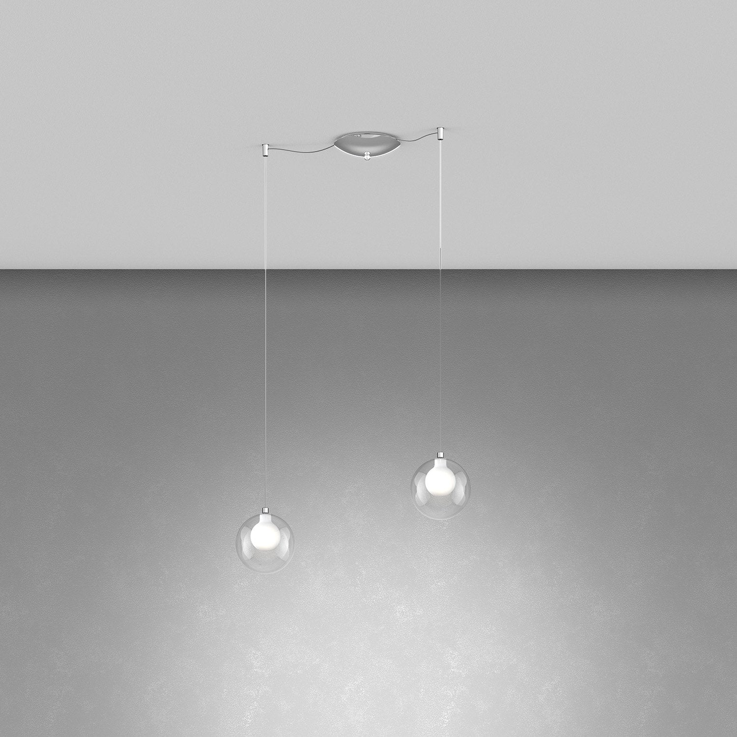 Lampadario Contemporaneo Inside Metallo Cromo Vetro Bianco 2 Luci G9