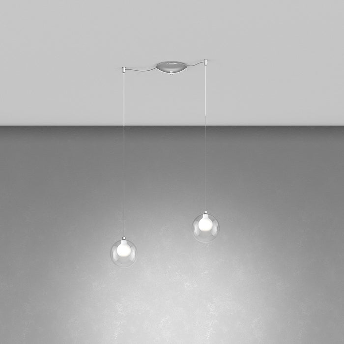 Lampadario Contemporaneo Inside Metallo Cromo Vetro Bianco 2 Luci G9