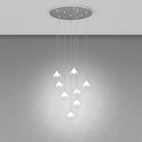 Lampadario Contemporaneo Inside Metallo Cromo Vetro Bianco 8 Luci G9