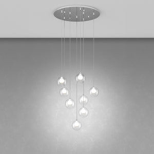 Lampadario Contemporaneo Inside Metallo Cromo Vetro Bianco 8 Luci G9