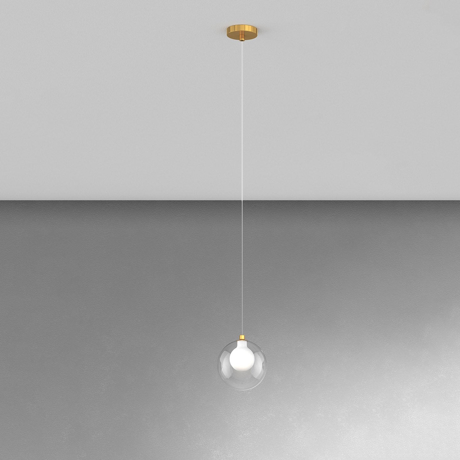 Lampadario Contemporaneo Inside Metallo Ottone Vetro Bianco 1 Luce G9