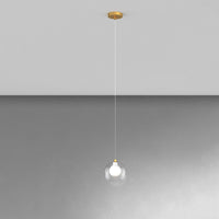 Lampadario Contemporaneo Inside Metallo Ottone Vetro Bianco 1 Luce G9