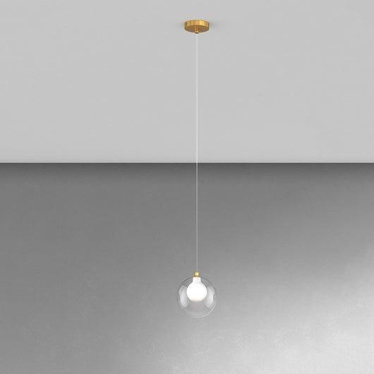 Lampadario Contemporaneo Inside Metallo Ottone Vetro Bianco 1 Luce G9