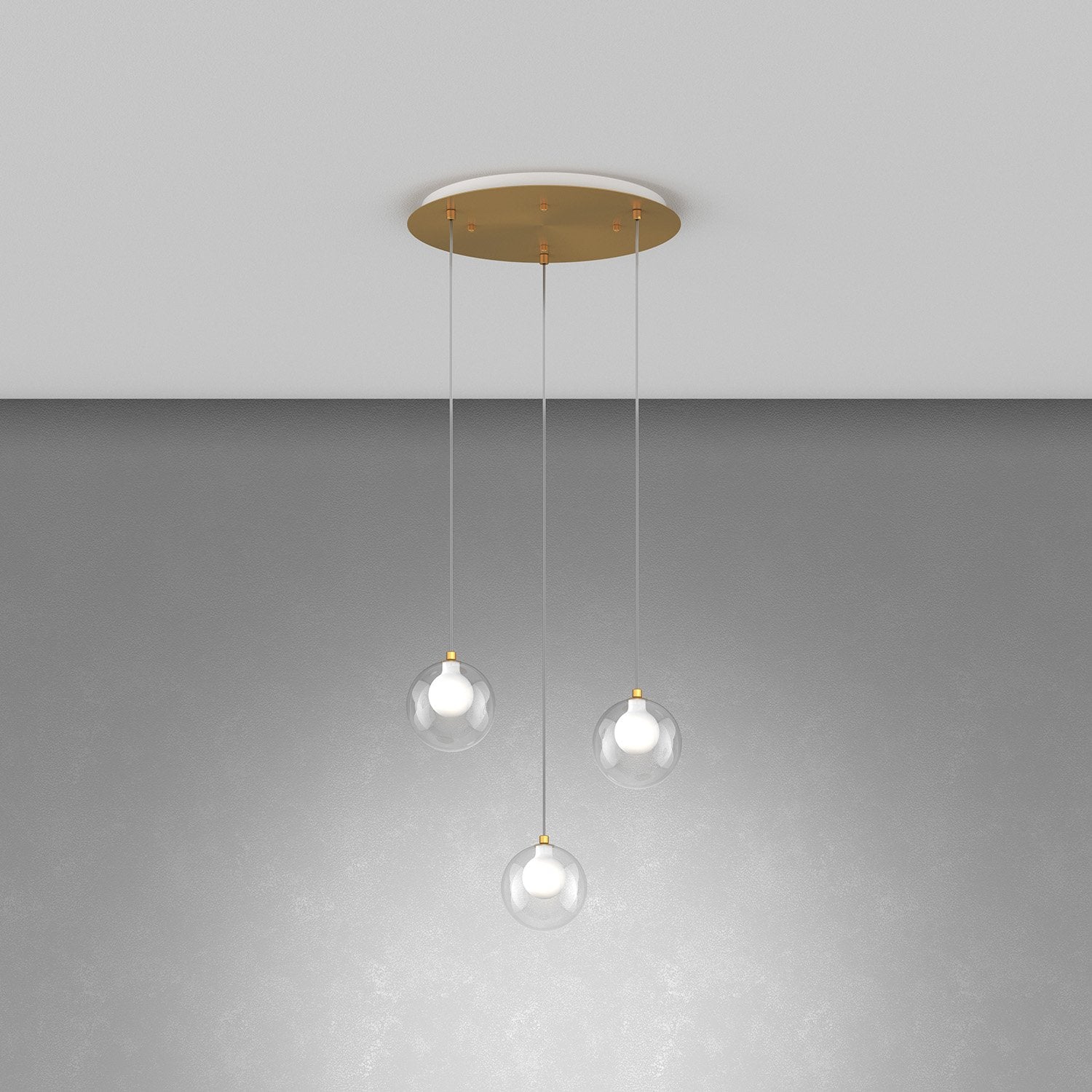 Lampadario Contemporaneo Inside Metallo Ottone Vetro Bianco 3 Luci G9