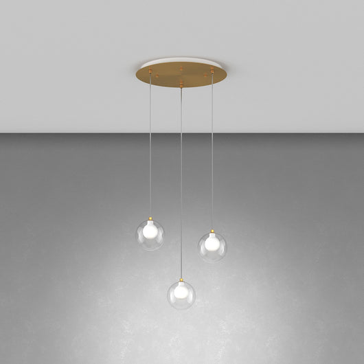 Lampadario Contemporaneo Inside Metallo Ottone Vetro Bianco 3 Luci G9