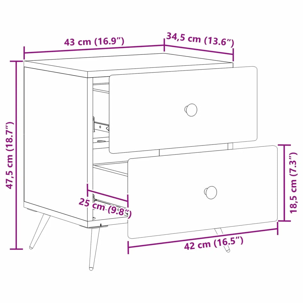 Armadio da Notte con cassetto Legno antico 43 x 34,5 x 47,5 cm 895461
