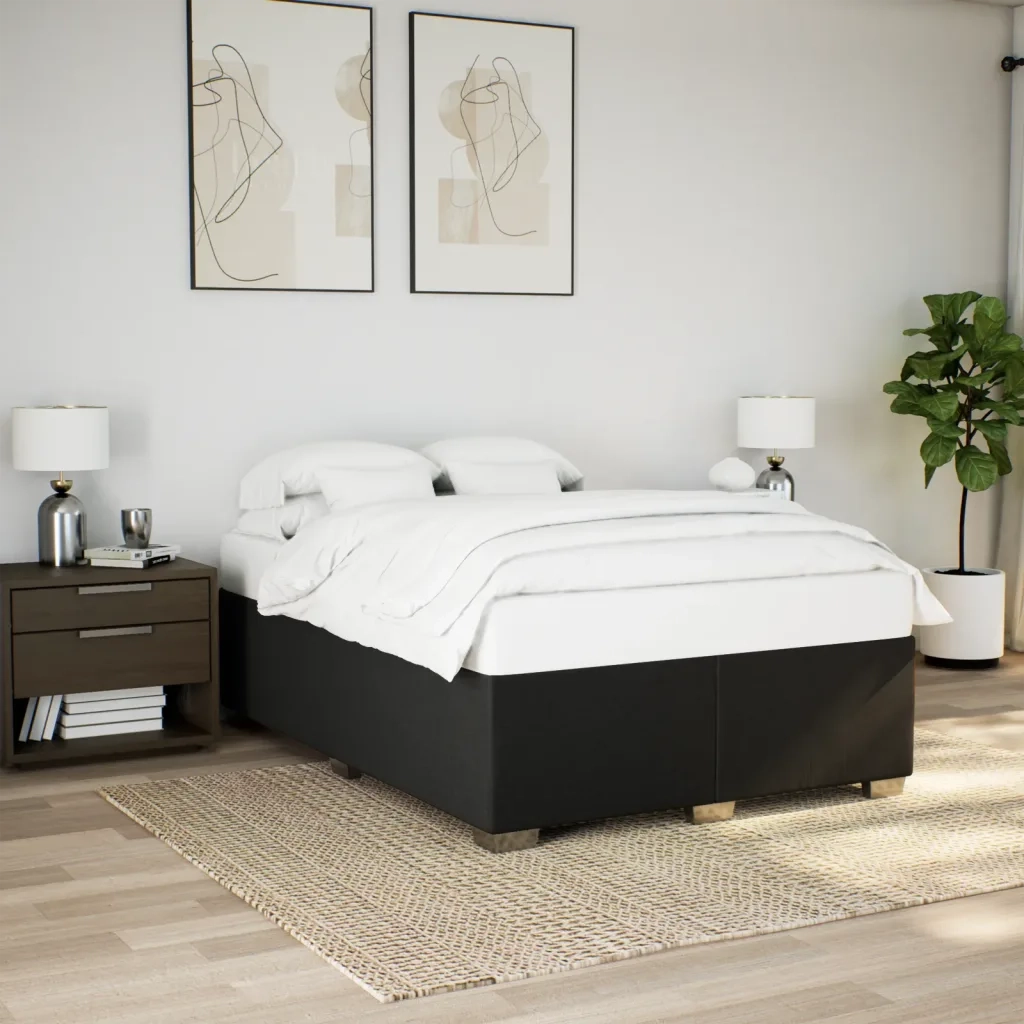Giroletto a Molle con Materasso Nero 160x200 cm in Tessuto