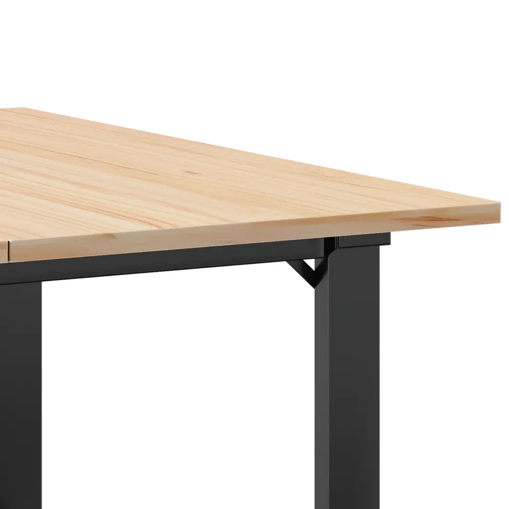 Tavolino da Salotto Telaio a O 80x80x45cm Legno Pino e Acciaio