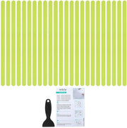 Antislip Stickers per Bagno 38x2 cm, 24 pezzi, Adesivi Antislip per Bagno con Adesivo e Spazzolino per Piscina, Bagno, Piani di Scale, Verde Chloro.