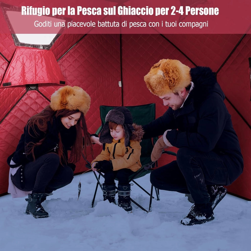Tenda da Pesca sul Ghiaccio, Capanna di Ghiaccio in Tessuto Oxford con Finestre, Protezione Termica, Antivento e Impermeabile, per Pesca Invernale, per 2 Persone