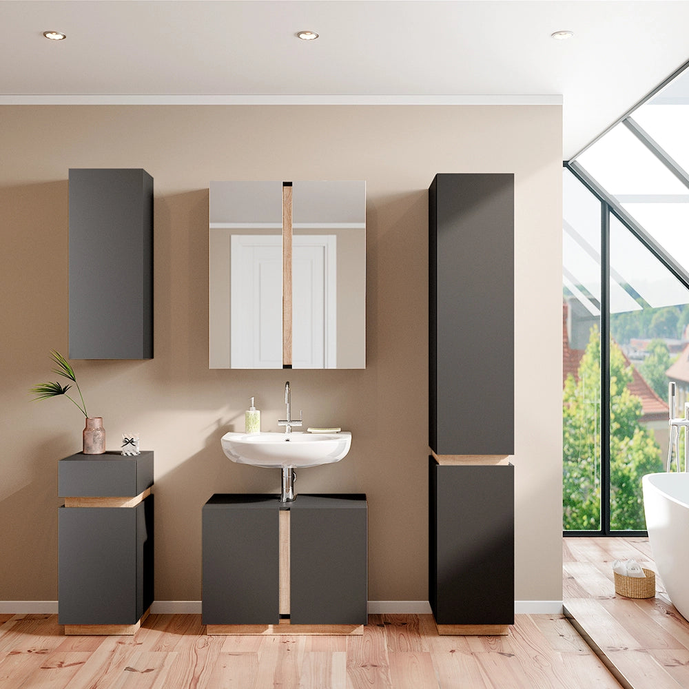 Vicco Set di mobili da bagno Antracite 5 parti