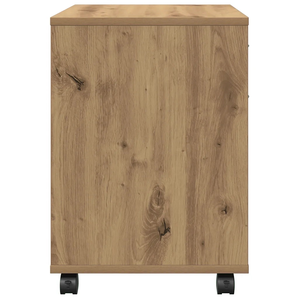 Carrello multifunzione con ripiani 45 x 38 x 54 cm in legno di rovere composito finitura artigianale 02_0050900