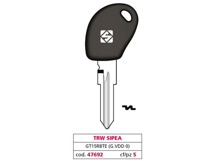 chiave per auto gt15rbte (g. vdd 0) trw sipea cod:ferx.vit47692