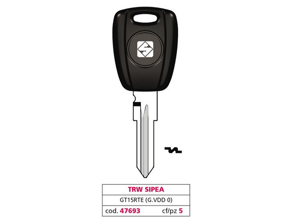 chiave per auto gt15rte (g. vdd 0) trw sipea cod:ferx.vit47693