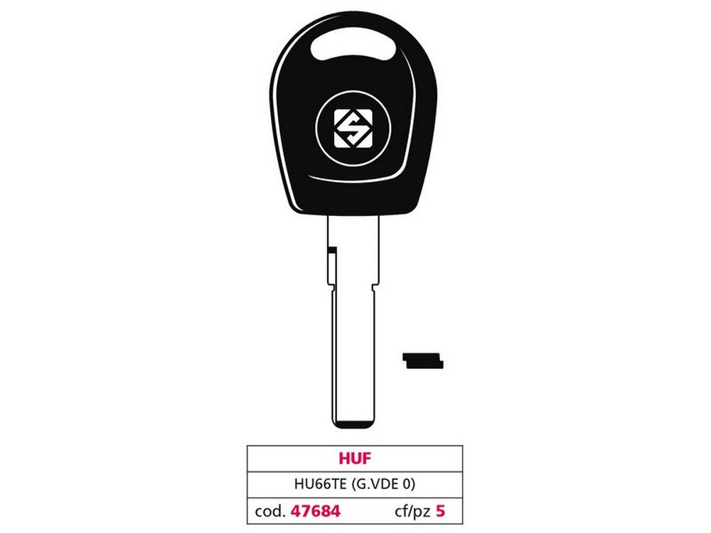 chiave per auto hu66te (g. vde 0) huf cod:ferx.vit47684