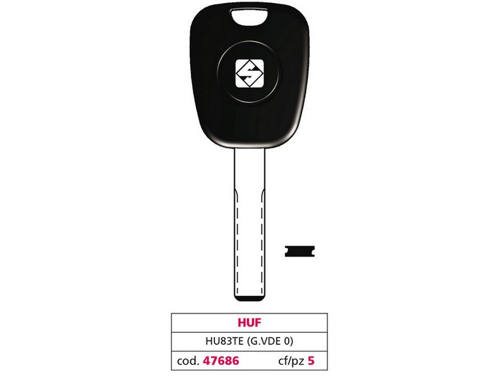 chiave per auto hu83te (g. vde 0) huf cod:ferx.vit47686